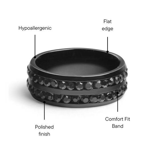 Black CZ Stones With Black Trim Stainless Steel Ring / ZRJ9010