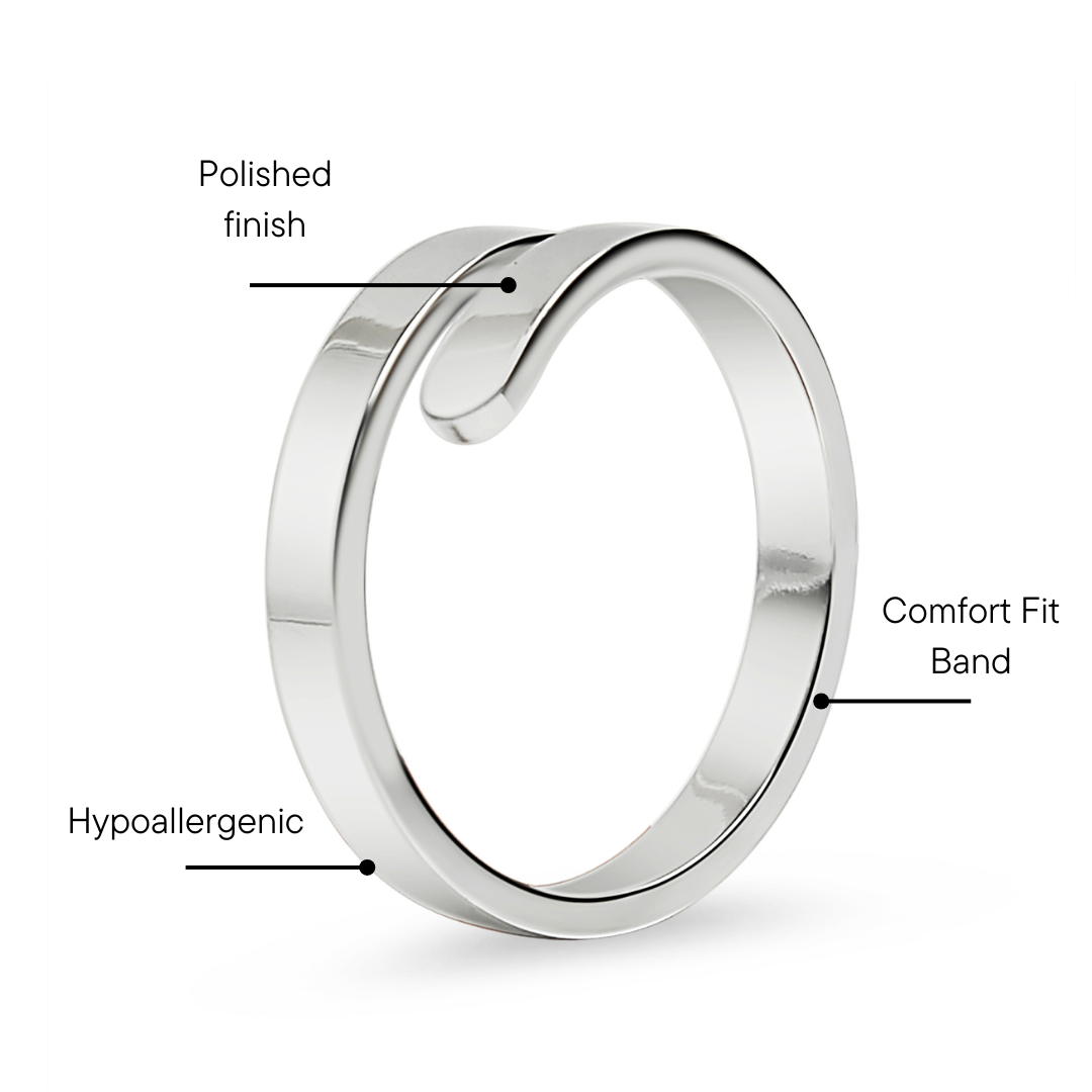 18K Gold PVD Stainless Steel Blank Engravable 2 Name Wrap Ring / ZRJ9016