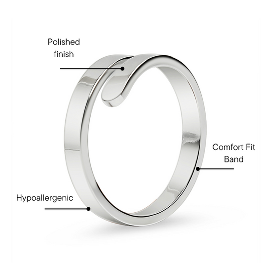 18K Gold PVD Stainless Steel Blank Engravable 2 Name Wrap Ring / ZRJ9016