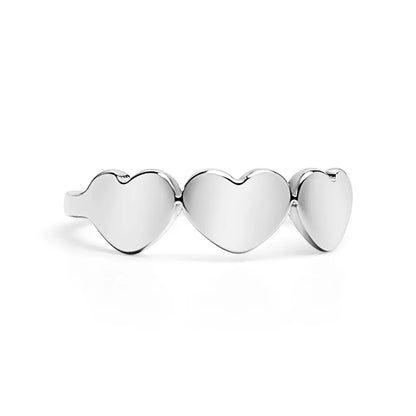 Customizable 18K Gold PVD Stainless Steel Blank Engravable 3 Heart Ring