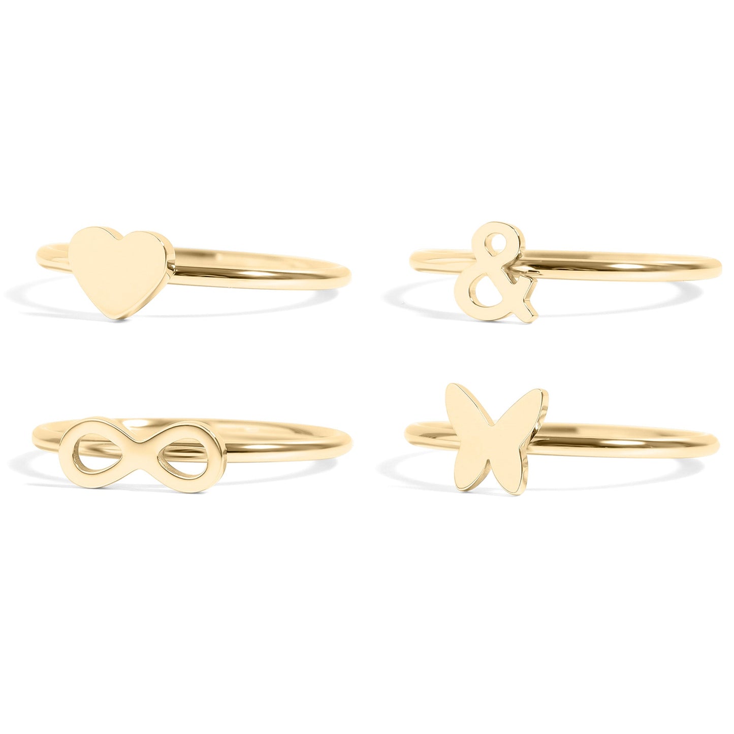 18K Gold PVD Stainless Steel Symbol Stacking Rings / ZRJ9023