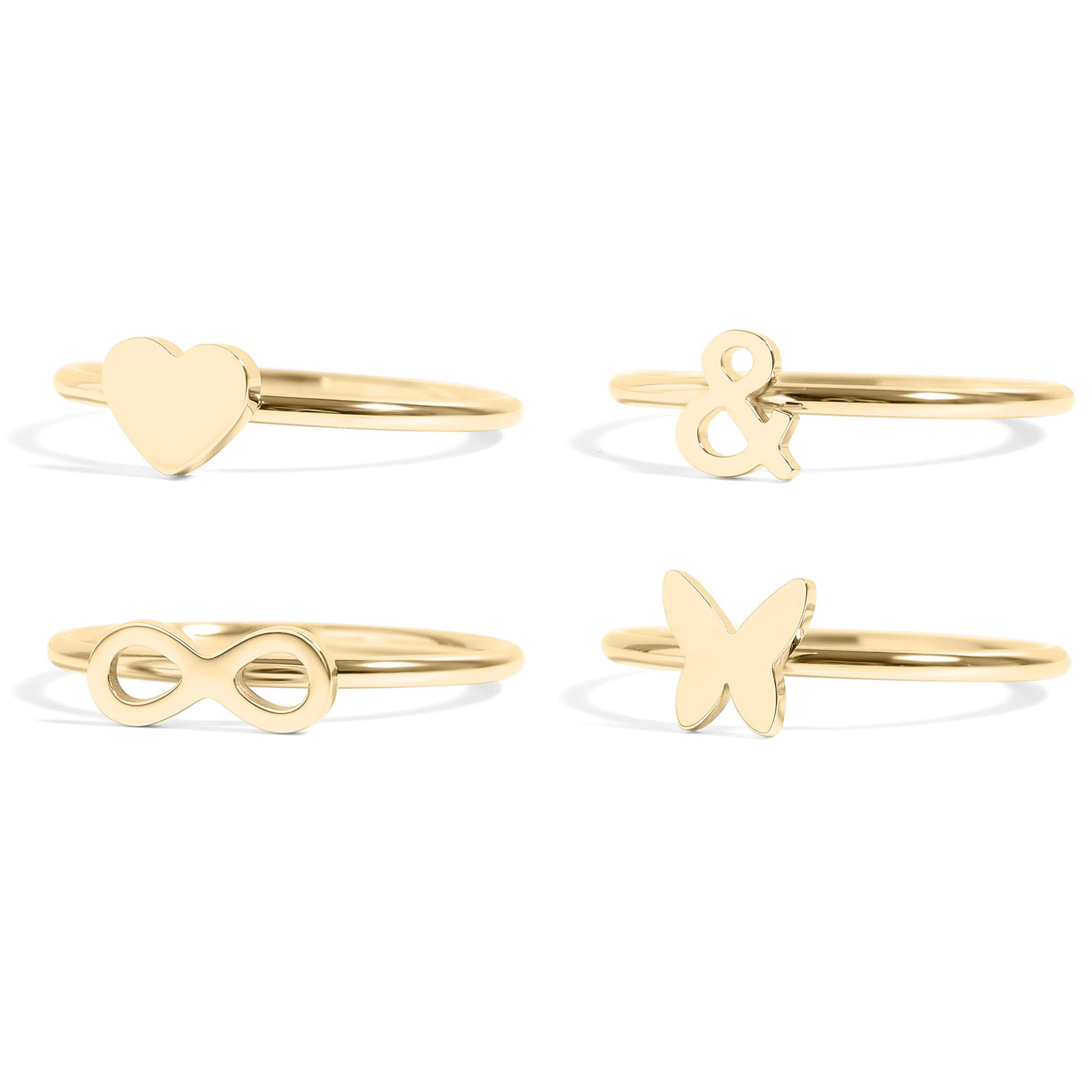 18K Gold PVD Stainless Steel Symbol Stacking Rings / ZRJ9023