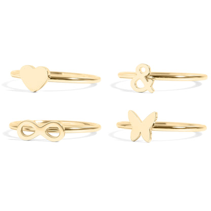 18K Gold PVD Stainless Steel Symbol Stacking Rings / ZRJ9023