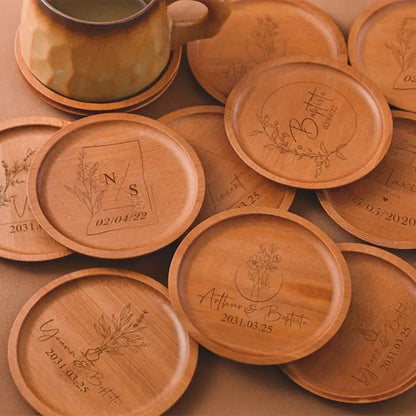 Custom Wooden Coasters with Engraving – Personalized Gift for Housewarming, Weddings, Birthdays & Holiday Celebrations