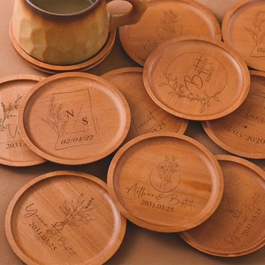 Custom Wooden Coasters with Engraving – Personalized Gift for Housewarming, Weddings, Birthdays & Holiday Celebrations