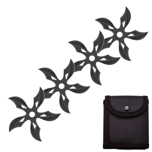 4 PC Set Ninja Throwing Stars Anime Shuriken Knife Curve Blade Five-Sided
