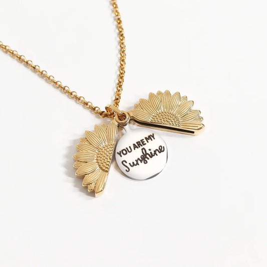 Customizable Sunflower Hidden Message Necklace