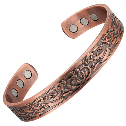 Two Dragon Copper Bangle Bracelet