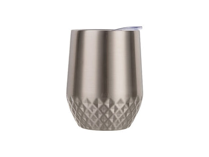 12oz Stainless Steel Stemless Wine Cup with Diamond Pattern
