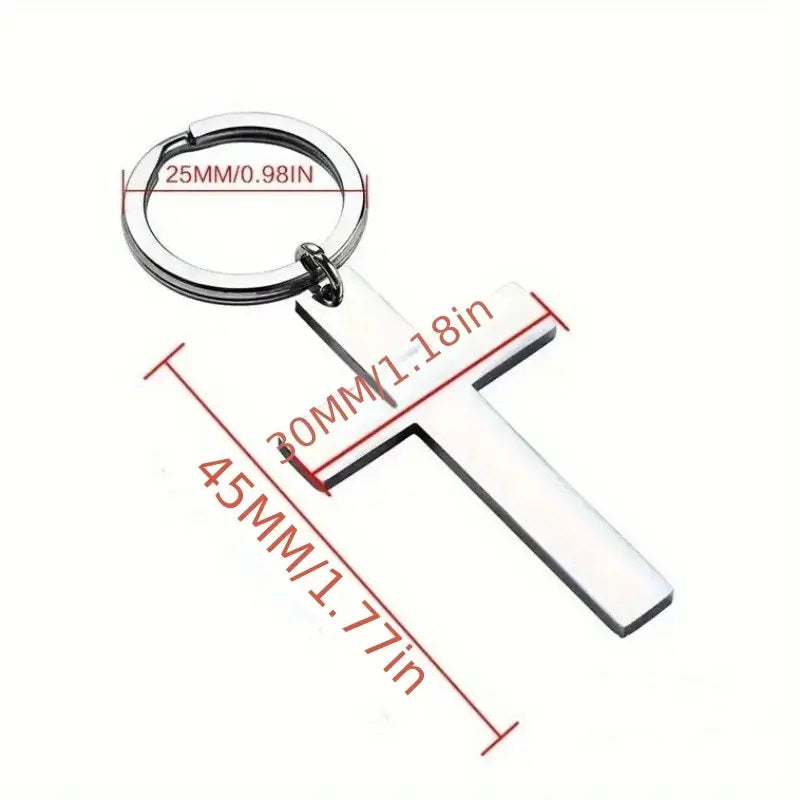 Personalized Cross Keychain for Men – Stainless Steel with Scripture Proverbs Design – Perfect Faith-Inspired Gift for Birthday or Anniversary