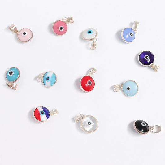 Sterling Silver Colorful Evil Eye Pendant / DIS0021
