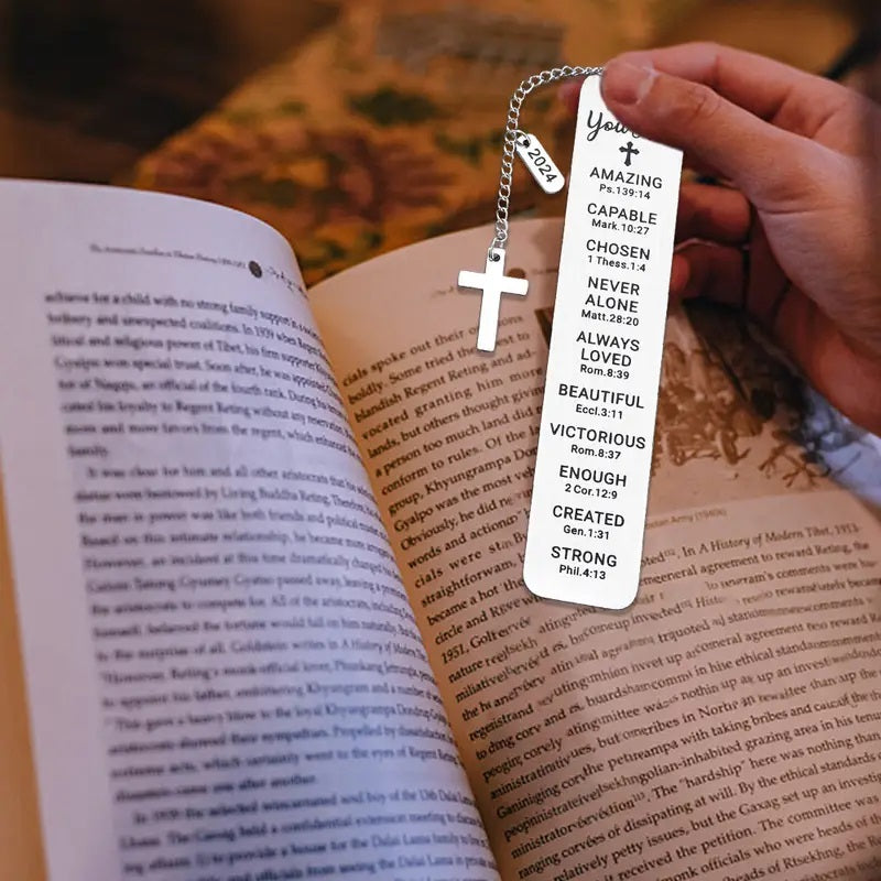 Personalized Stainless Steel Christian Baptism Bookmark for Teen Girls with Chain – Custom Religious Gift for Special Occasions