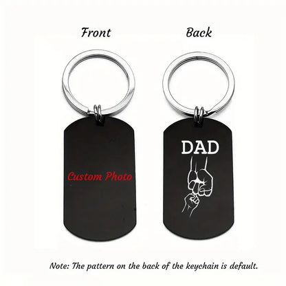 1pc Customized Photo Keychain, Personalized Keychain With DAD Fist Bump Pattern On The Back, Father Gift From Son Daughter, Father's Day Gifts