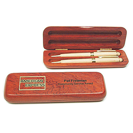Customizable Rosewood Double Pen Box