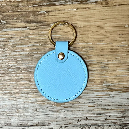 Customizable Leatherette Circle Key Chain/Bag Tag