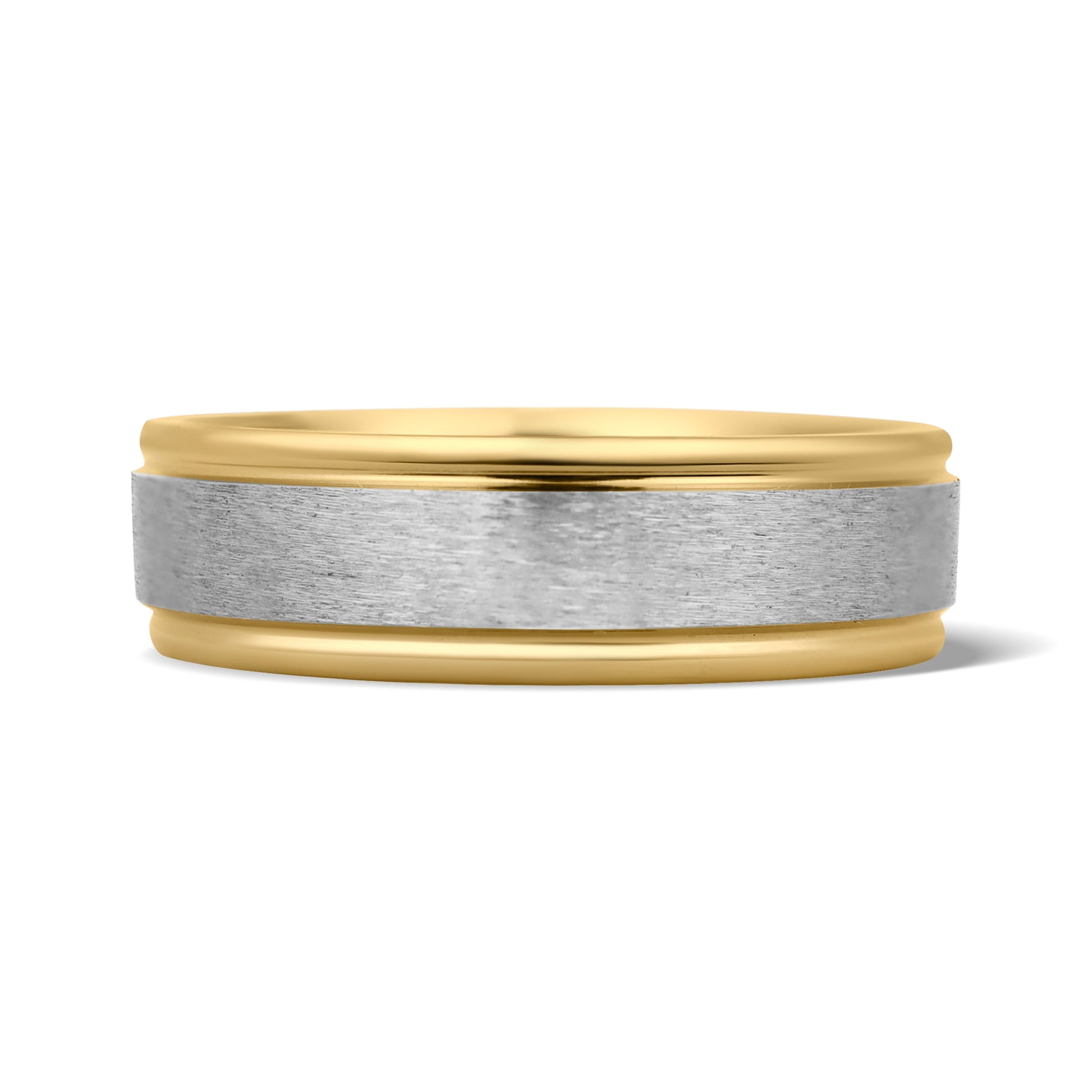 18K Gold PVD Stainless Steel Brushed Center Groove Edge Ring / PBJ2919