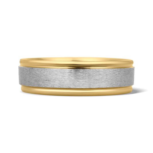 18K Gold PVD Stainless Steel Brushed Center Groove Edge Ring / PBJ2919