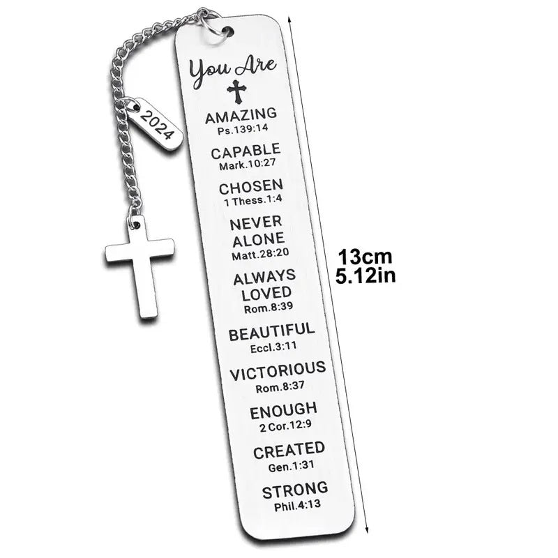 Personalized Stainless Steel Christian Baptism Bookmark for Teen Girls with Chain – Custom Religious Gift for Special Occasions