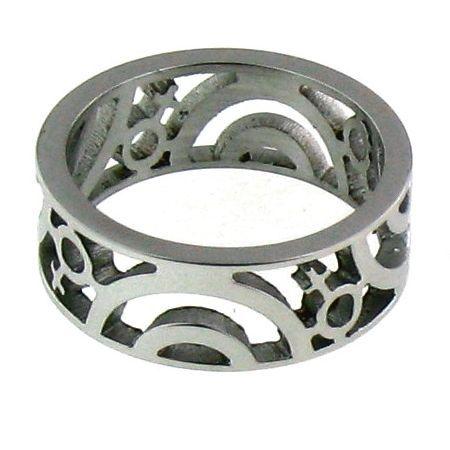 Cutout Female Symbol Stainless Steel Ring / RRJ0098