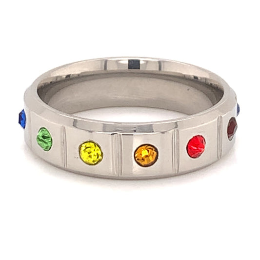 Rainbow CZ Stainless Steel Ring / RRJ2673