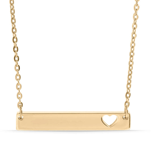 Customizable Cutout Heart Bar Necklace