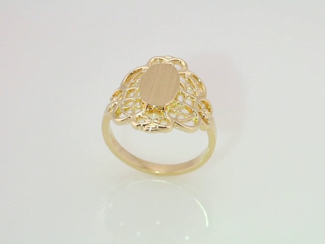 14K Yellow Gold 11x6.5 mm Oval Signet Ring