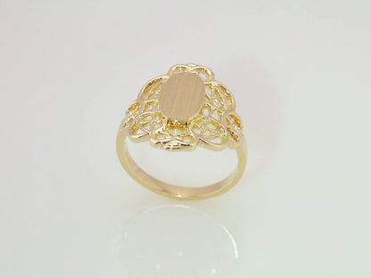 14K Yellow Gold 11x6.5 mm Oval Signet Ring