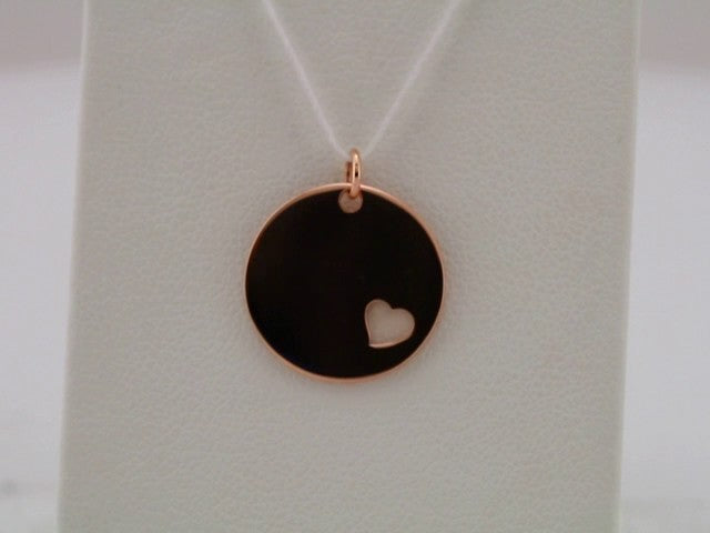 14K Rose Gold Engravable Pierced Heart Disc Pendant