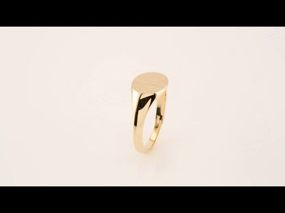 18K Yellow Gold 12x9 mm Oval Signet Ring