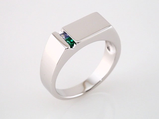 Sterling Silver 2-Stone Engravable Family Signet Ring Mounting