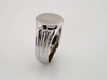 14K White Gold .07 CTW Natural Diamond 14.5x13 mm Oval Signet Ring