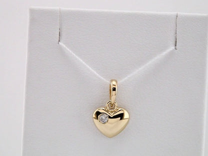 14K Yellow Gold .03 CT Natural Diamond Heart Pendant