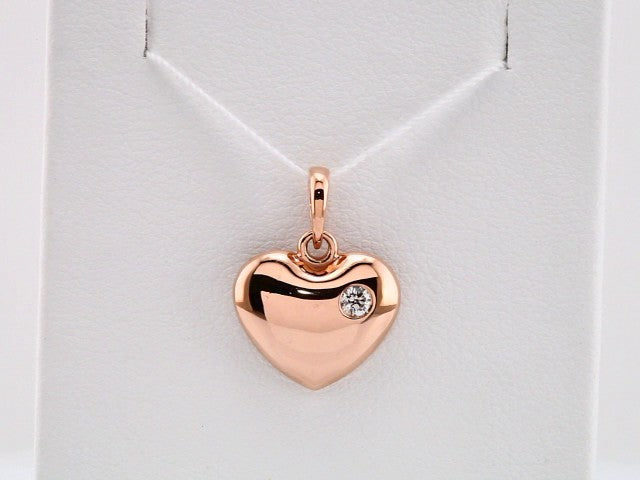 14K Rose Gold .05 CT Natural Diamond Heart Pendant
