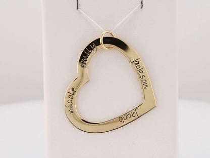 14K Yellow Gold Posh Mommy�� Large Engravable Heart Loop Pendant