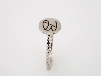 14K White Gold Be Posh�� Engravable Rope Signet Ring