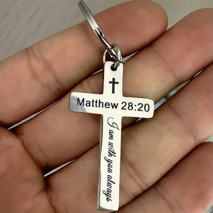 Personalized Cross Keychain for Men – Stainless Steel with Scripture Proverbs Design – Perfect Faith-Inspired Gift for Birthday or Anniversary