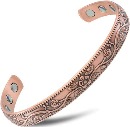 Pure Copper Flower Pattern Magnetic Bracelet
