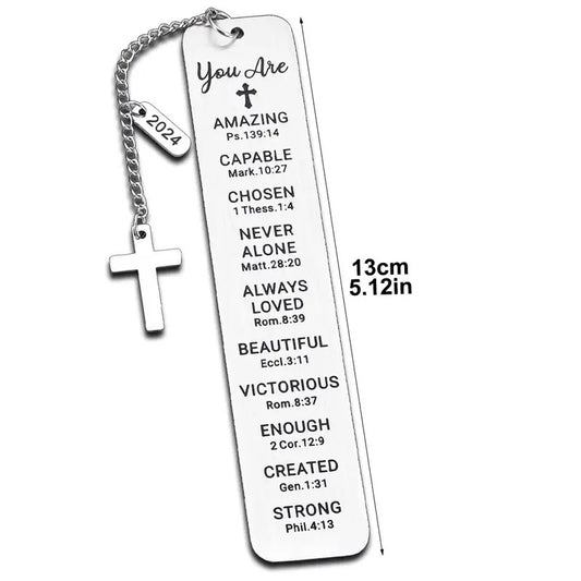 Personalized Stainless Steel Christian Baptism Bookmark for Teen Girls with Chain – Custom Religious Gift for Special Occasions