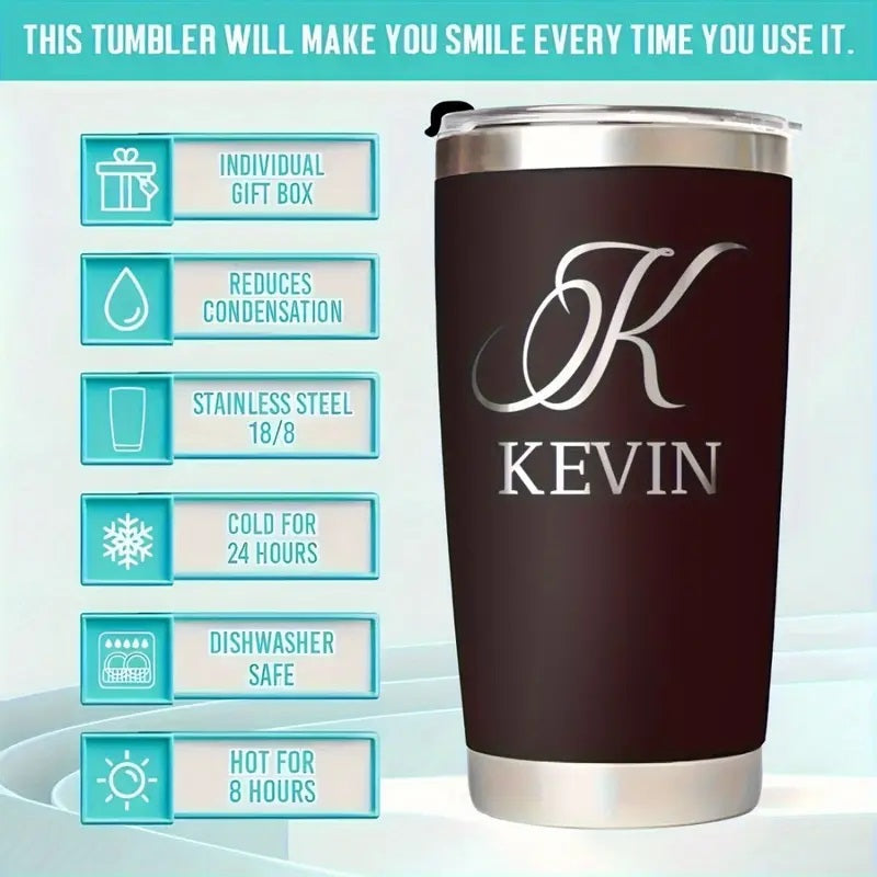 Personalized 20oz Insulated Tumbler - Custom Name Stainless Steel Coffee Cup, Double-Walled, Ideal Gift for Men & Women, Birthday & Holiday Gifts