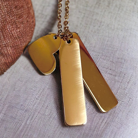 Customizable Rectangle And Heart Necklace