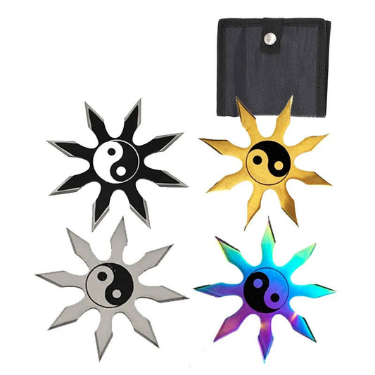 4 Pc Set 8 Point Ying Yang Shuriken Throwing Ninja Star