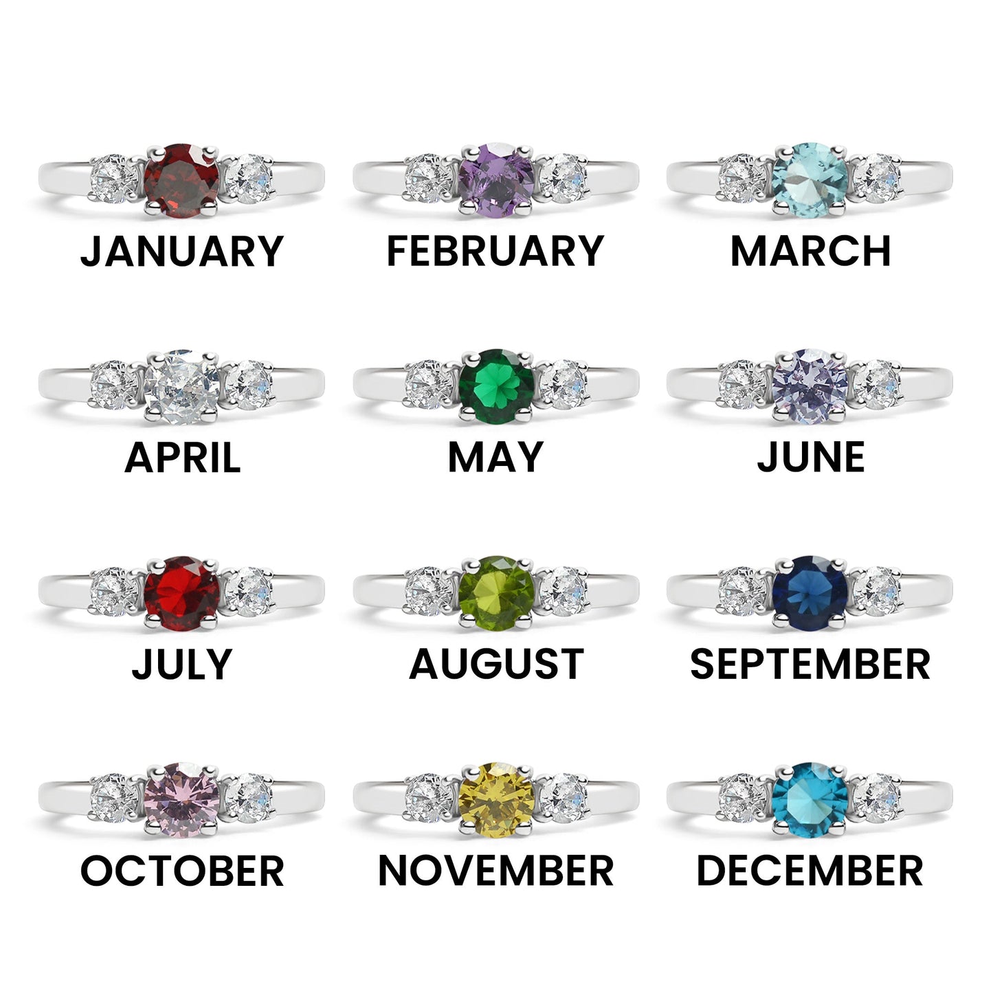 Stainless Steel CZ Accent Birthstone Ring / ZRJ4138