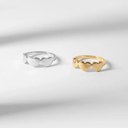 Customizable 18K Gold PVD Stainless Steel Blank Engravable 3 Heart Ring